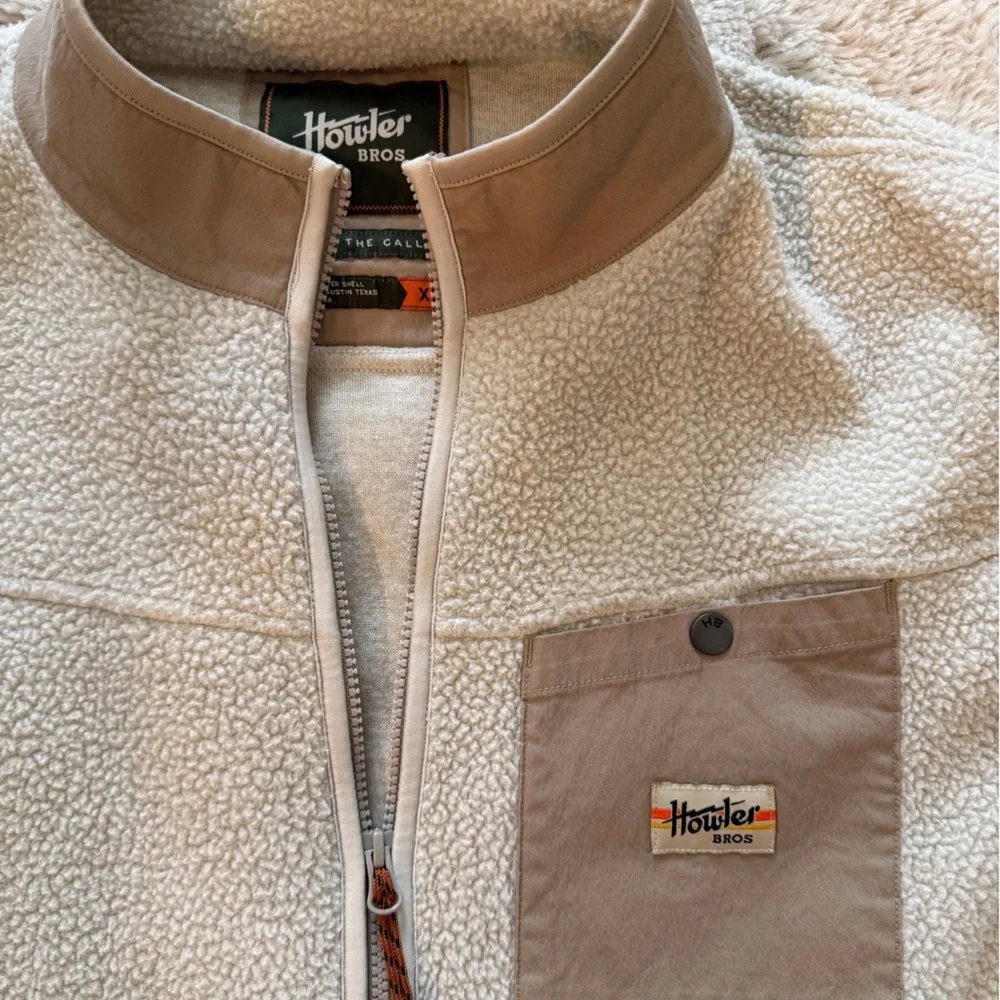 Howler Brothers Chisos Fleece Jacket - Cream and Tan Sz xl - Picture 3 of 9